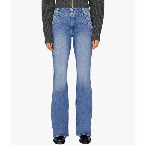 Frame Denim High Rise Double Stitch Detail Flare Leg Jeans-Merced-Size 31 Blue - Picture 1 of 11